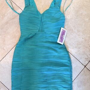 Teal Textured Bodycon Dress